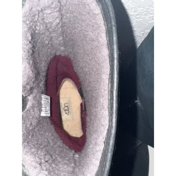 Ugg Womens Waterproof Black Leather Calf-High Boots With Buckles & Zippers Size - Picture 4 of 10